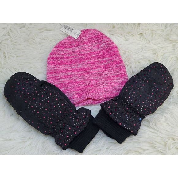 Girl's 4-6X Thinsulate Waterproof Winter Ski Gloves & Girl's Mixer Yarn Beanie U - Picture 1 of 8